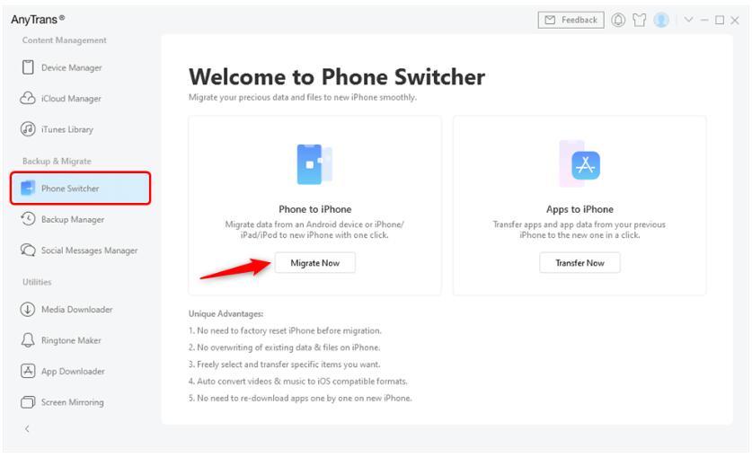 Transfer Data from iPhone to iPhone Using iPhone Transfer - Step 1